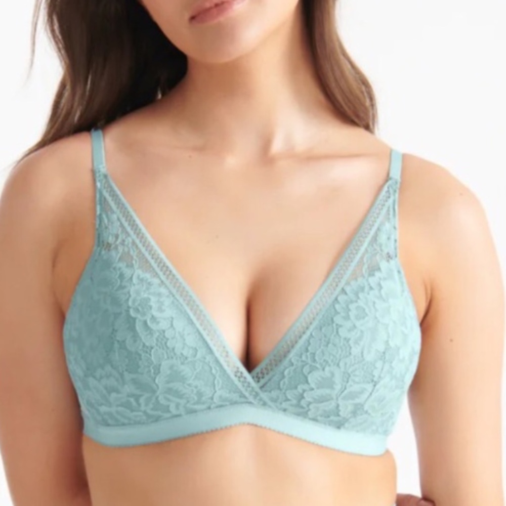 Knix Lace Deep-V Bra Sz XXL in Sage